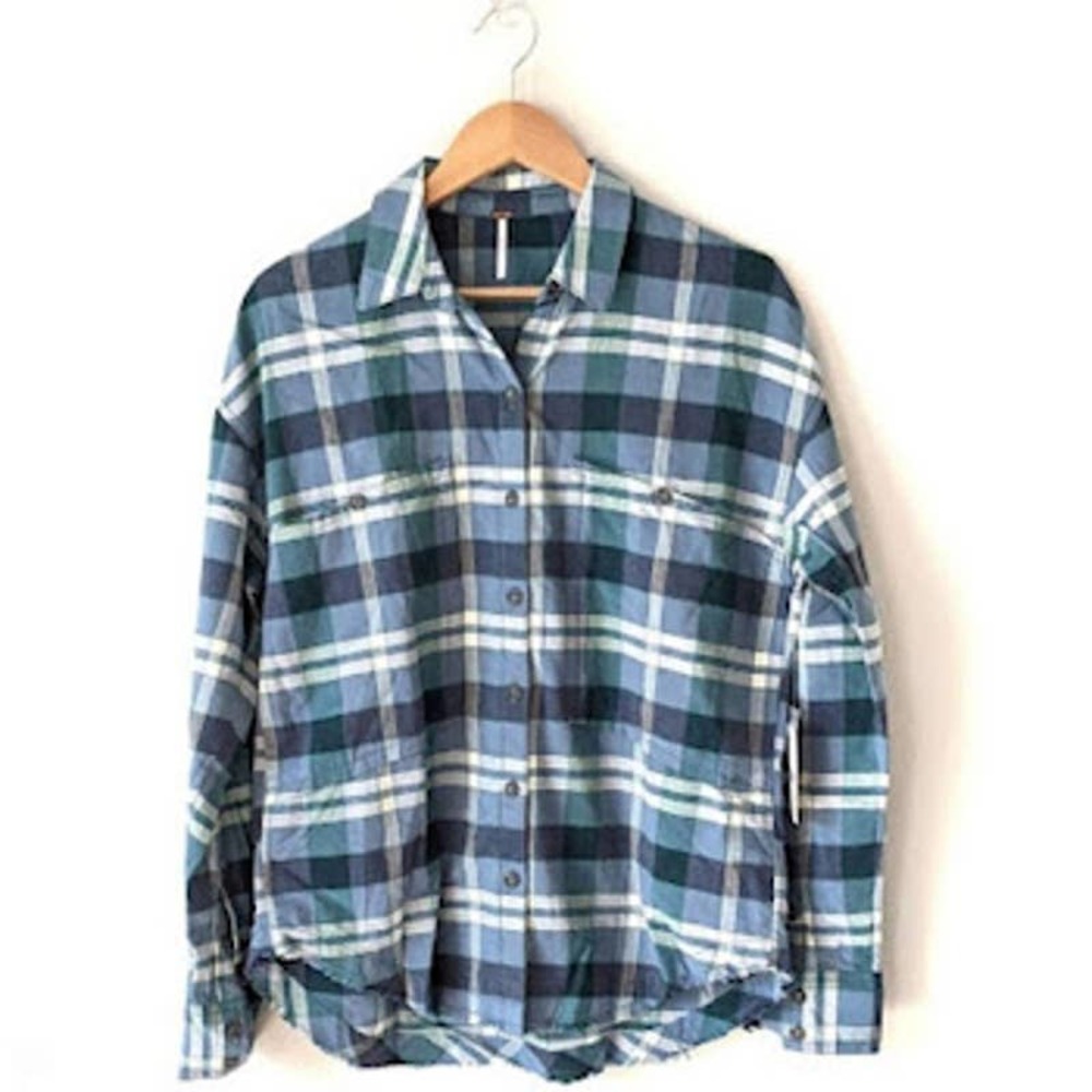 Free People Loveland Plaid Button Up Long Sleeve Size XS NWT